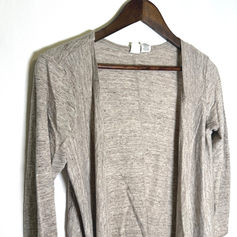 Artisan NY Womens 100% Linen Open Front Cardigan Sweater Oatmeal Gray Small